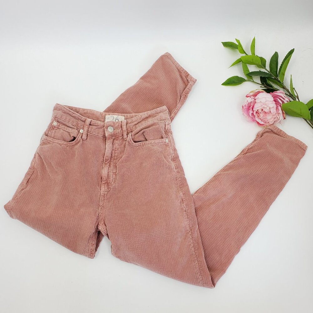 Free People We The Free Corduroy Pants Size 26 Mauve Pink High Rise Skinny Ankle - Picture 1 of 9